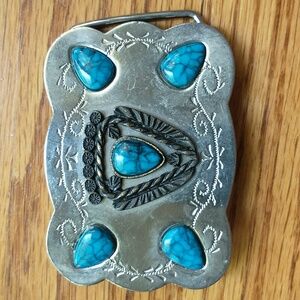 Vintage Western Wear Belt Buckle Blue Stone